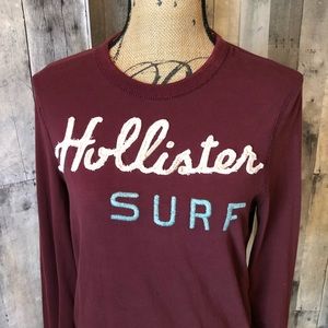 Hollister Surf Burgundy Long Sleeve Shirt Small
